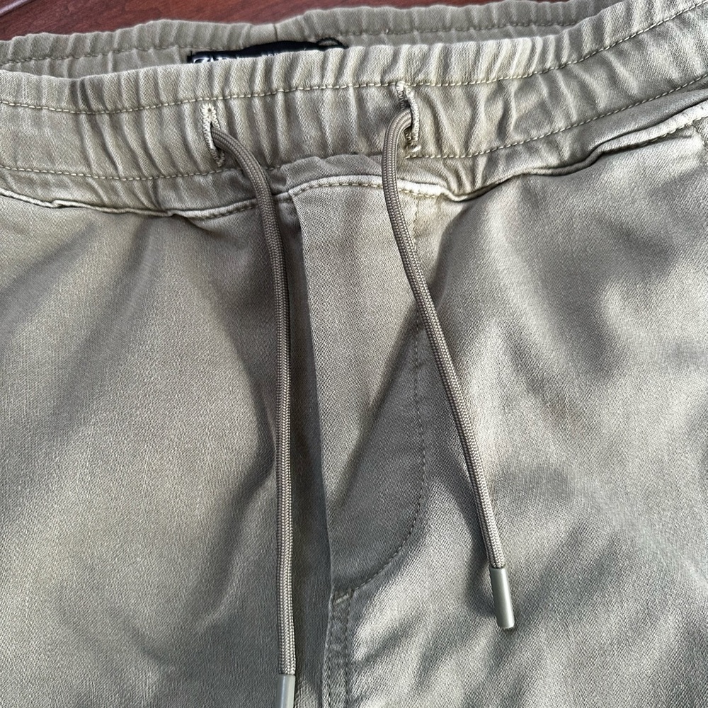 ZARA Man Olive Green Twill Jogger Pants Boys Size S Cotton Blend Elastic Cuff - Picture 6 of 10
